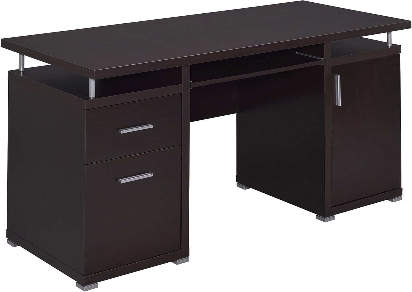 55 Inch Modern Wood Desk With 2 Drawers For Home Office
