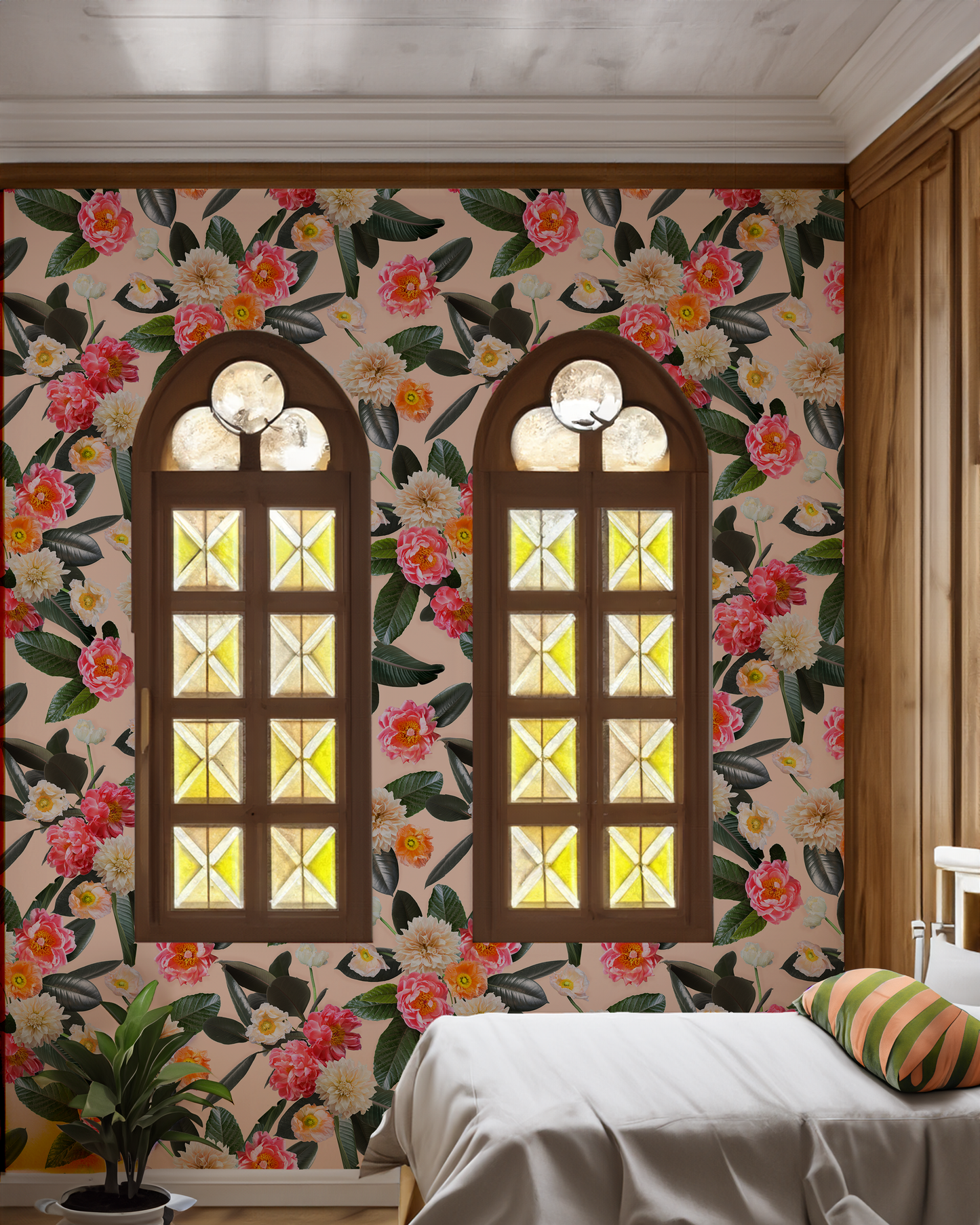 Flower Party Wallpaper, nude