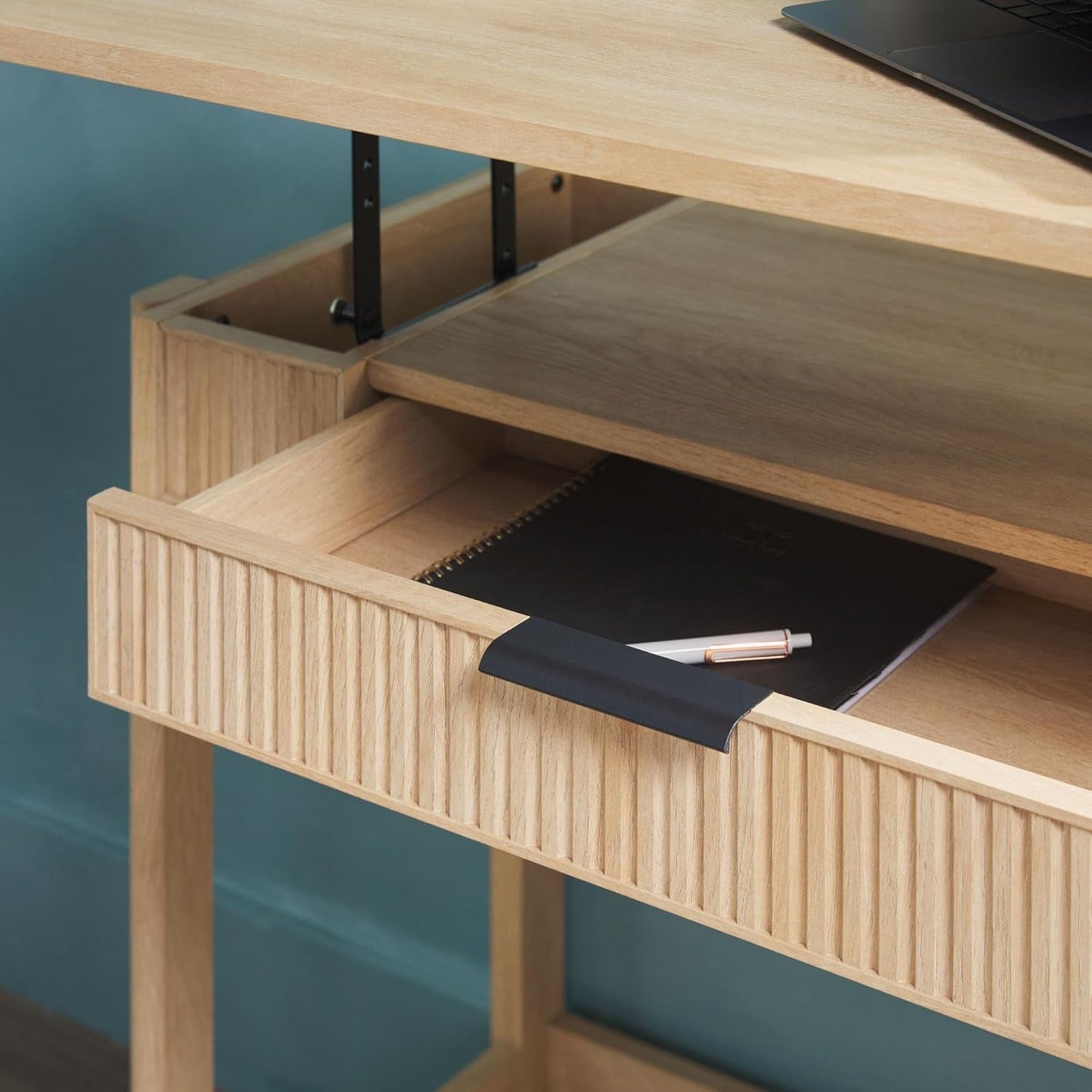 Transitional Lift-Top Desk With Storage And Adjustable Height