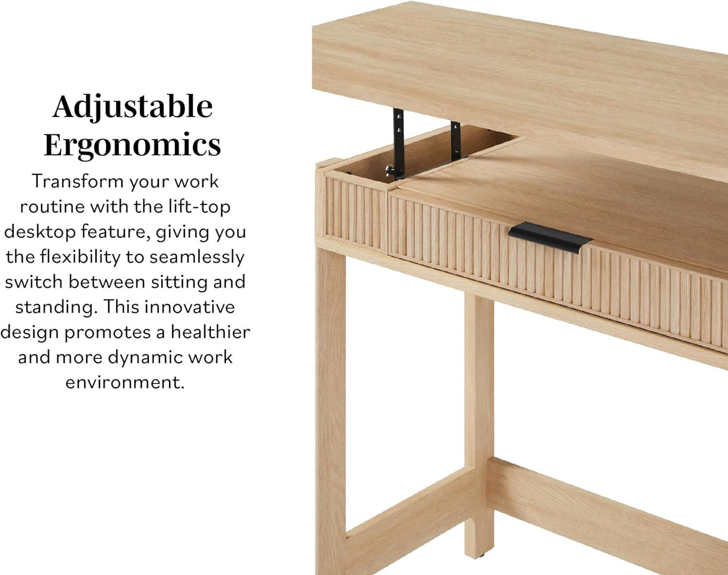 Transitional Lift-Top Desk With Storage And Adjustable Height