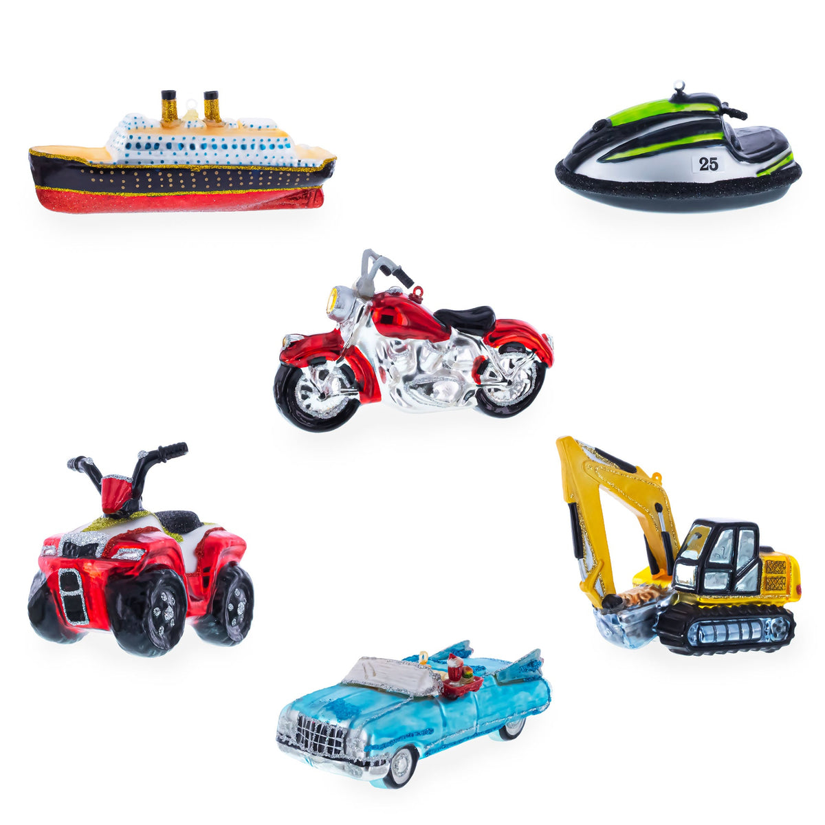 Industrial Steamroller Construction Road Roller Glass Christmas Ornament