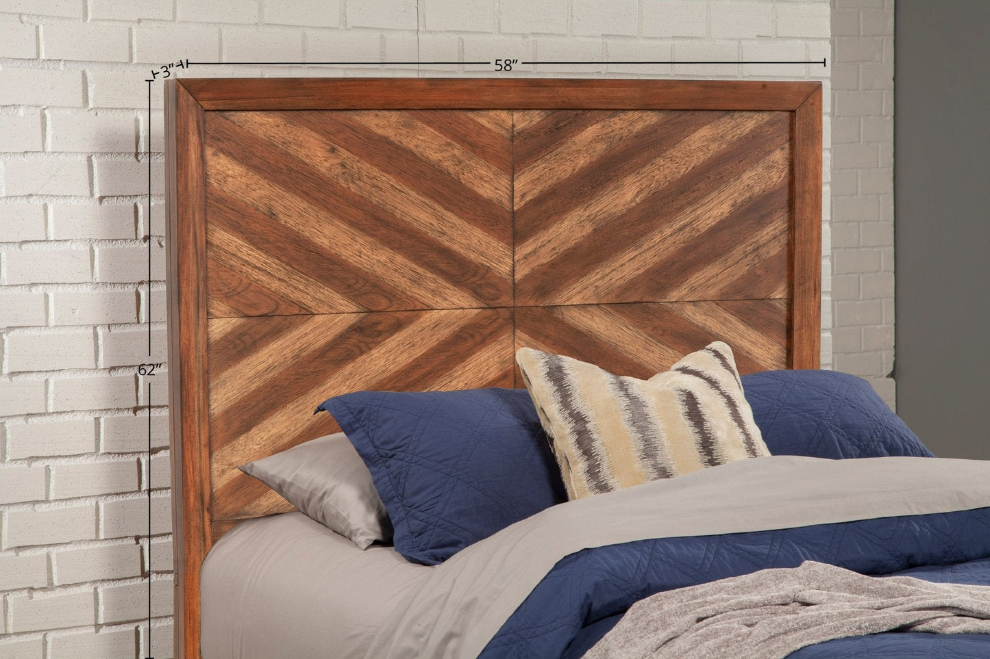Trinidad Headboard showcasing artisan-crafted Mahogany wood with Toffee finish, highlighting texture and elegance in a bedroom setting.