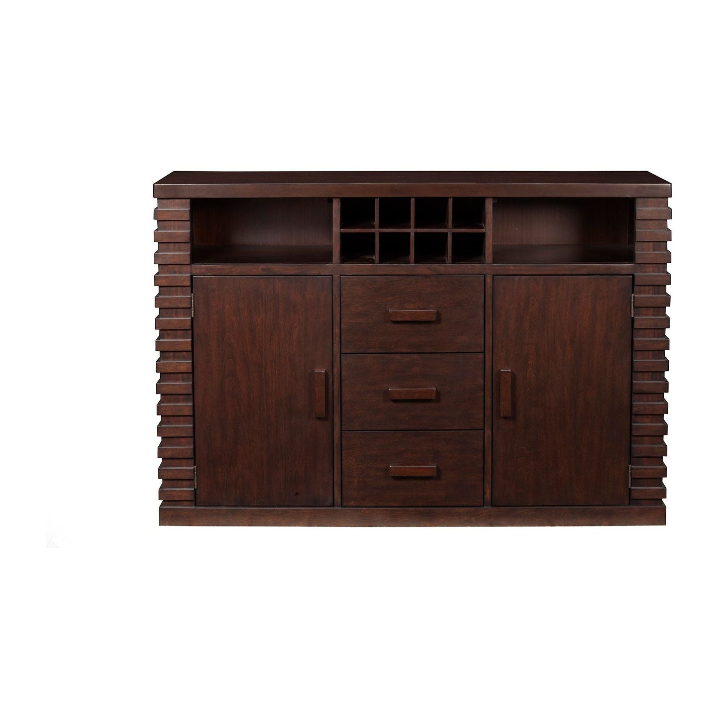 Trulinea Sideboard in dark espresso featuring modern design, geometric profiles, and storage options.