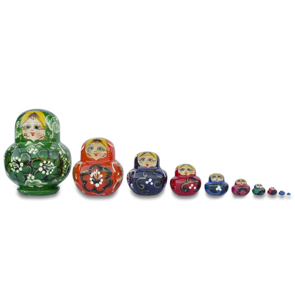 Set of 9 Rainbow Nesting Dolls  4.75 Inches