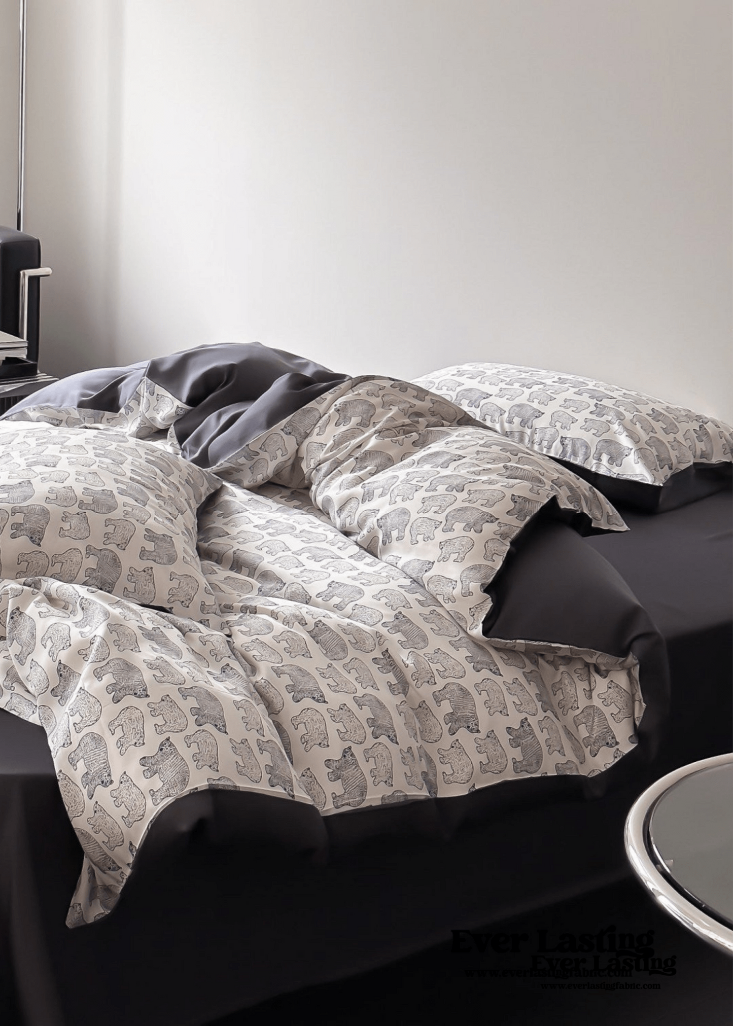 Twilight Zone Silky Tencel Bedding Set / White + Gray