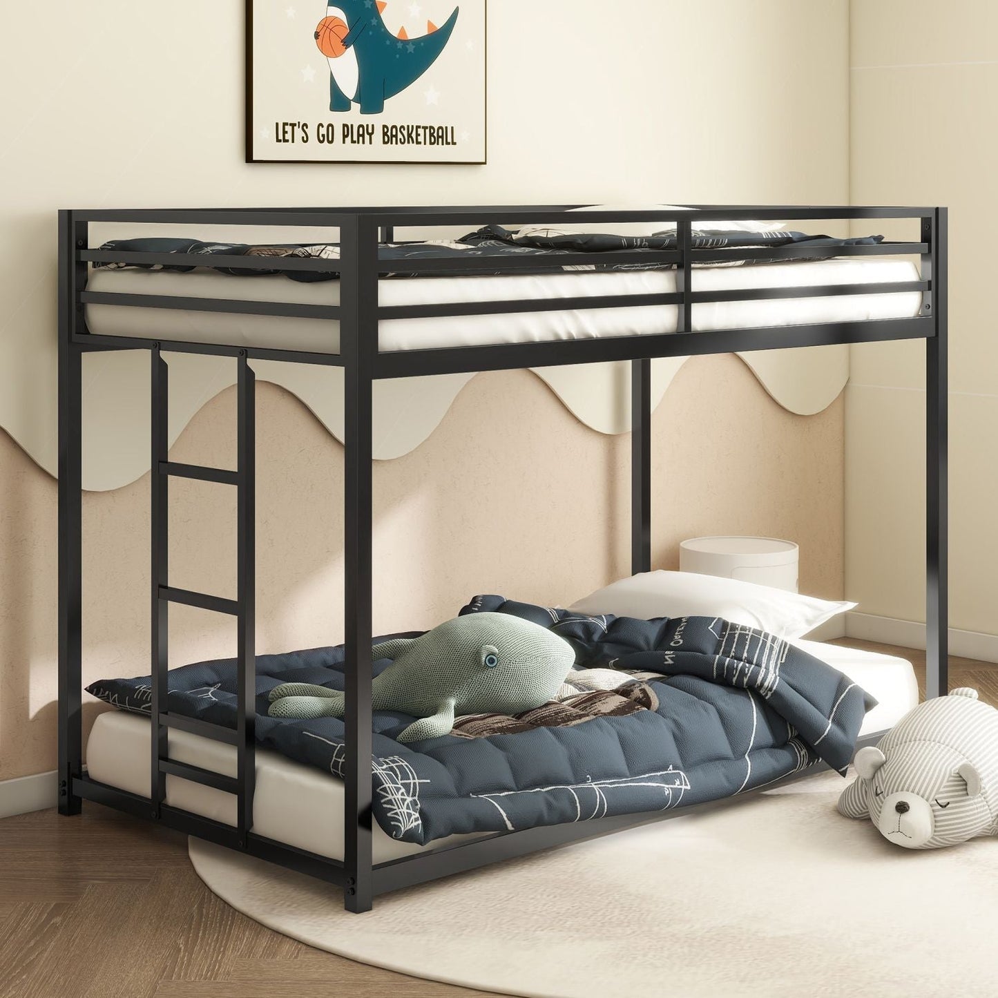Twin Over Twin Metal Bunk Bed for Kids, ASTM Certified with Guardrails | Just Better Bunk Beds