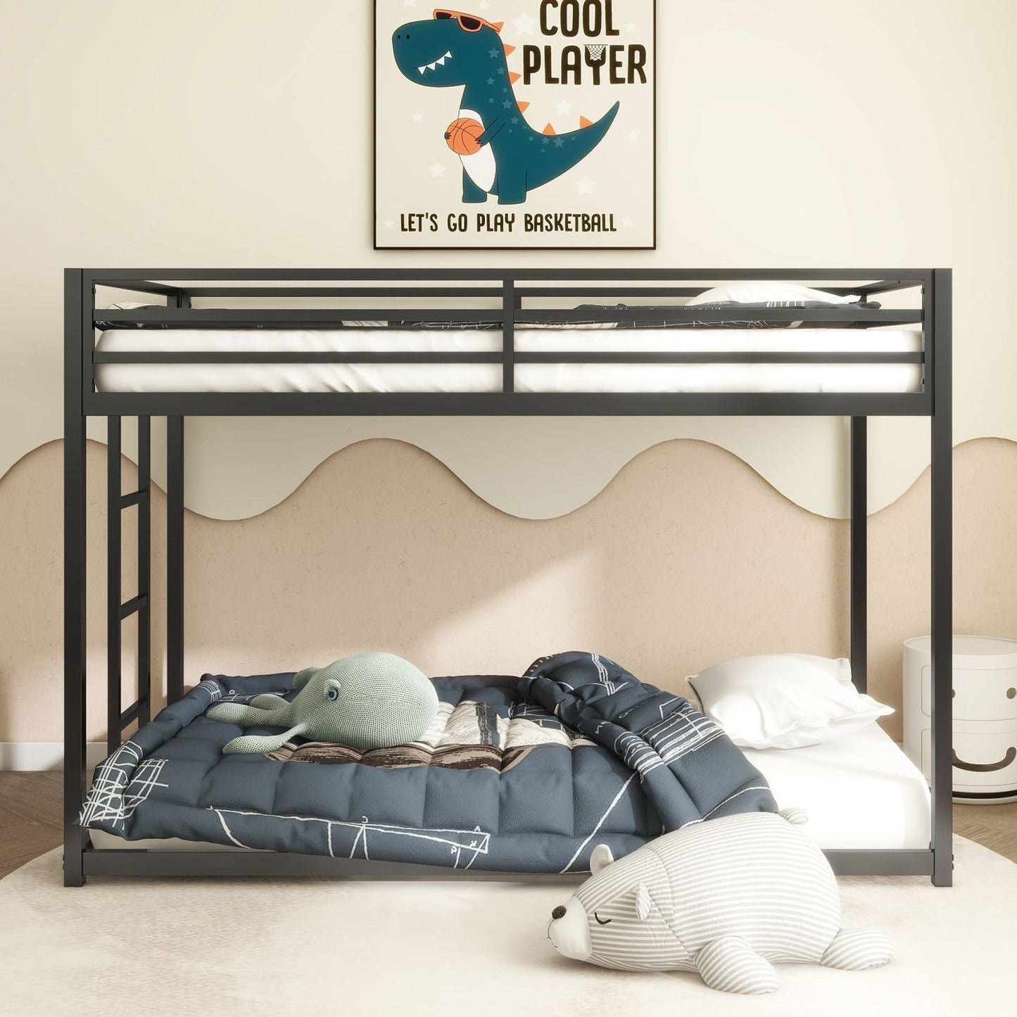 Twin Over Twin Metal Bunk Bed for Kids, ASTM Certified with Guardrails | Just Better Bunk Beds