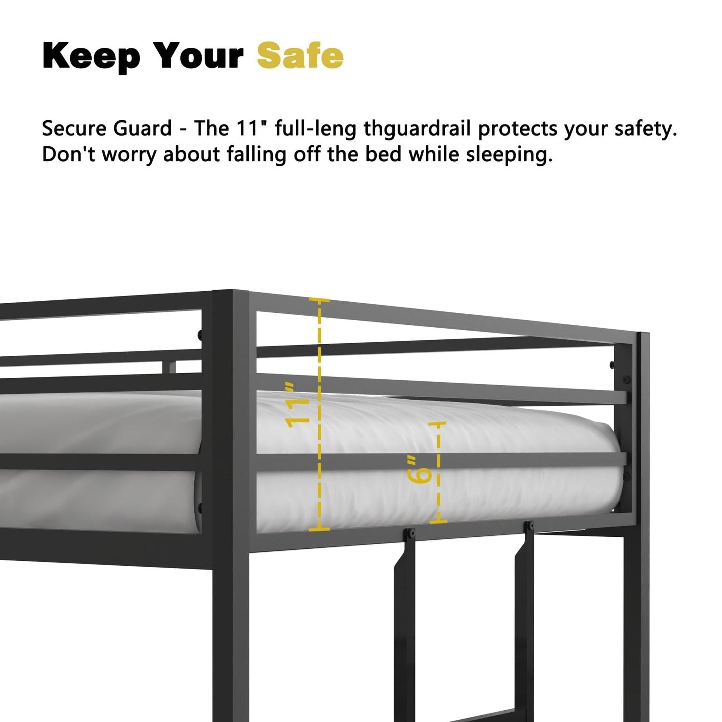 Twin Over Twin Metal Bunk Bed for Kids, ASTM Certified with Guardrails | Just Better Bunk Beds