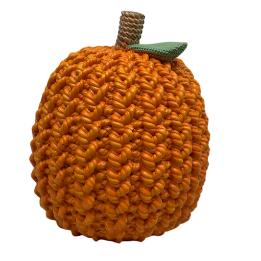Cable Knit Look Harvest Pumpkins - Orange