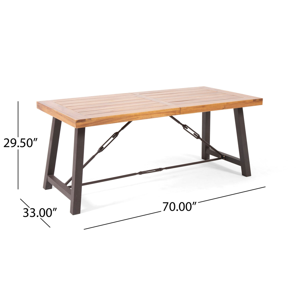 Outdoor Acacia Wood Metal Base Dining Table - Teak