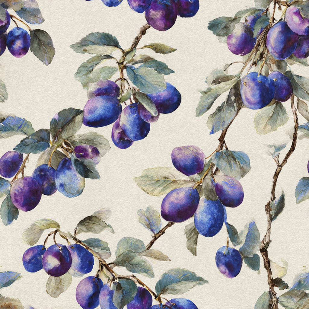 Plum Orchard Watercolor Wallpaper