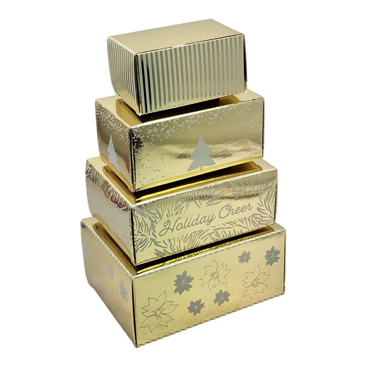 4 Piece Treat Tower Interlocking Gift Boxes - Gold