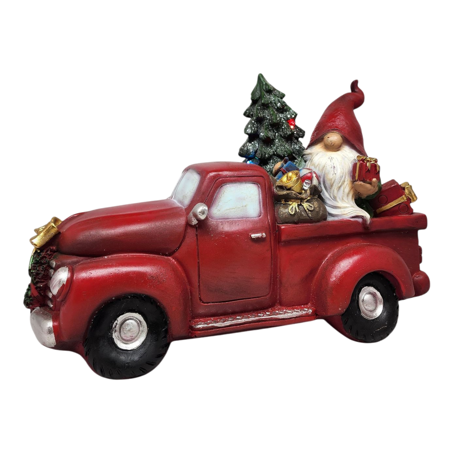 Whimsical Gnome's Lighted Truck Figurine