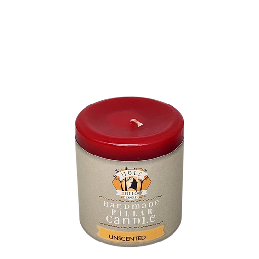 Mole Hollow Unscented Pillar Candle (Sweetheart Red) -