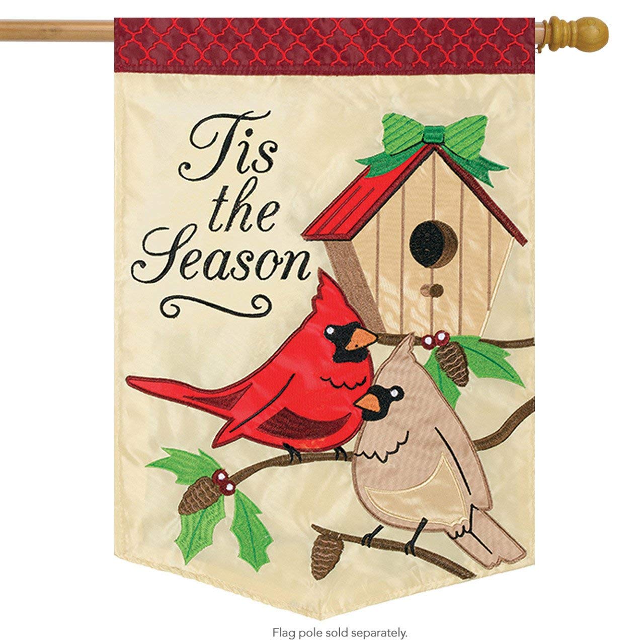 Large Double Applique House Flag - Tis the Season