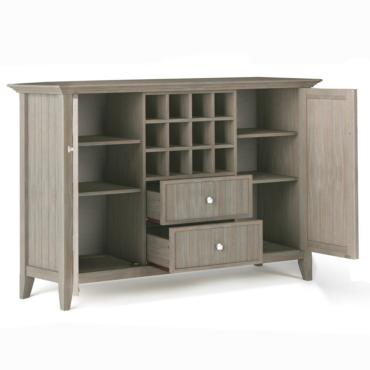 Bedford 54 Inch Wide Solid Wood Sideboard Buffet and Wine Rack