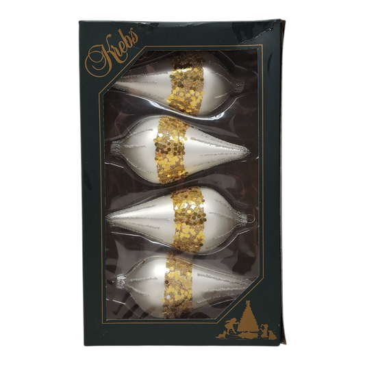 Krebs Value Glass Ornament 4 pack - Silver & Gold Drops