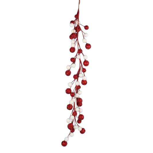 Red and White Glitter Foil Ball Garland