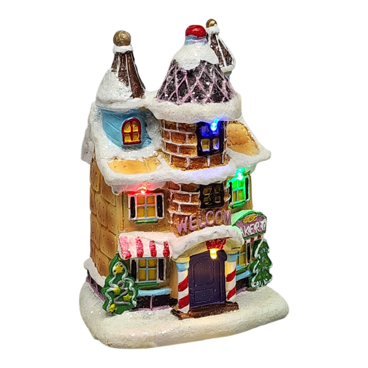 Lighted Resin Gingerbread House - Bakery