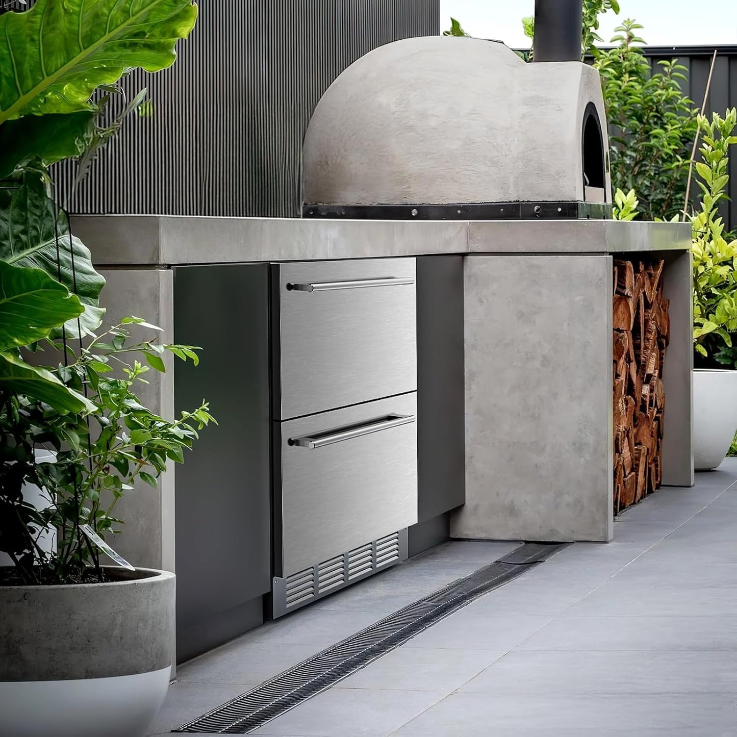 Under Counter Refrigerator, 24 Inch Double Drawer Beverage Fridge F58145