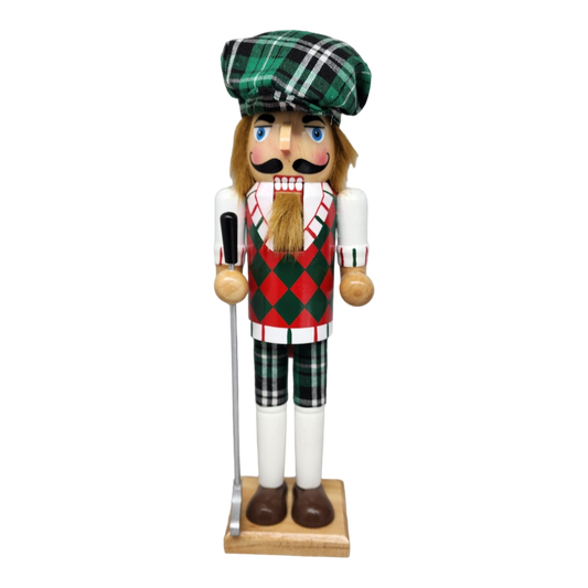Green Plaid Golfer Nutcracker