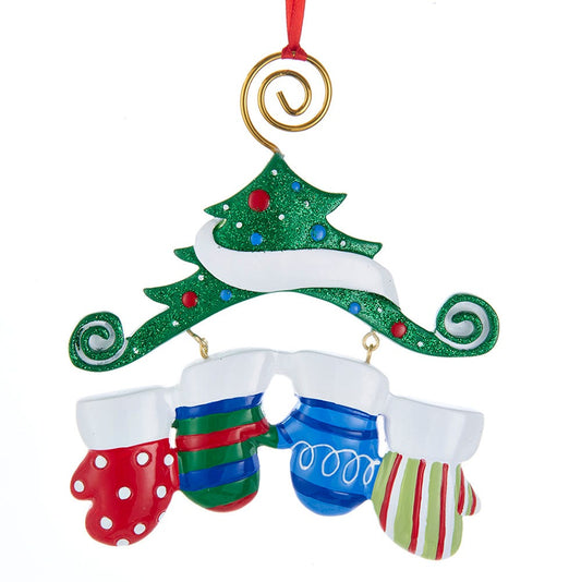 Dangling Mittens Family Ornament- Family of 4
