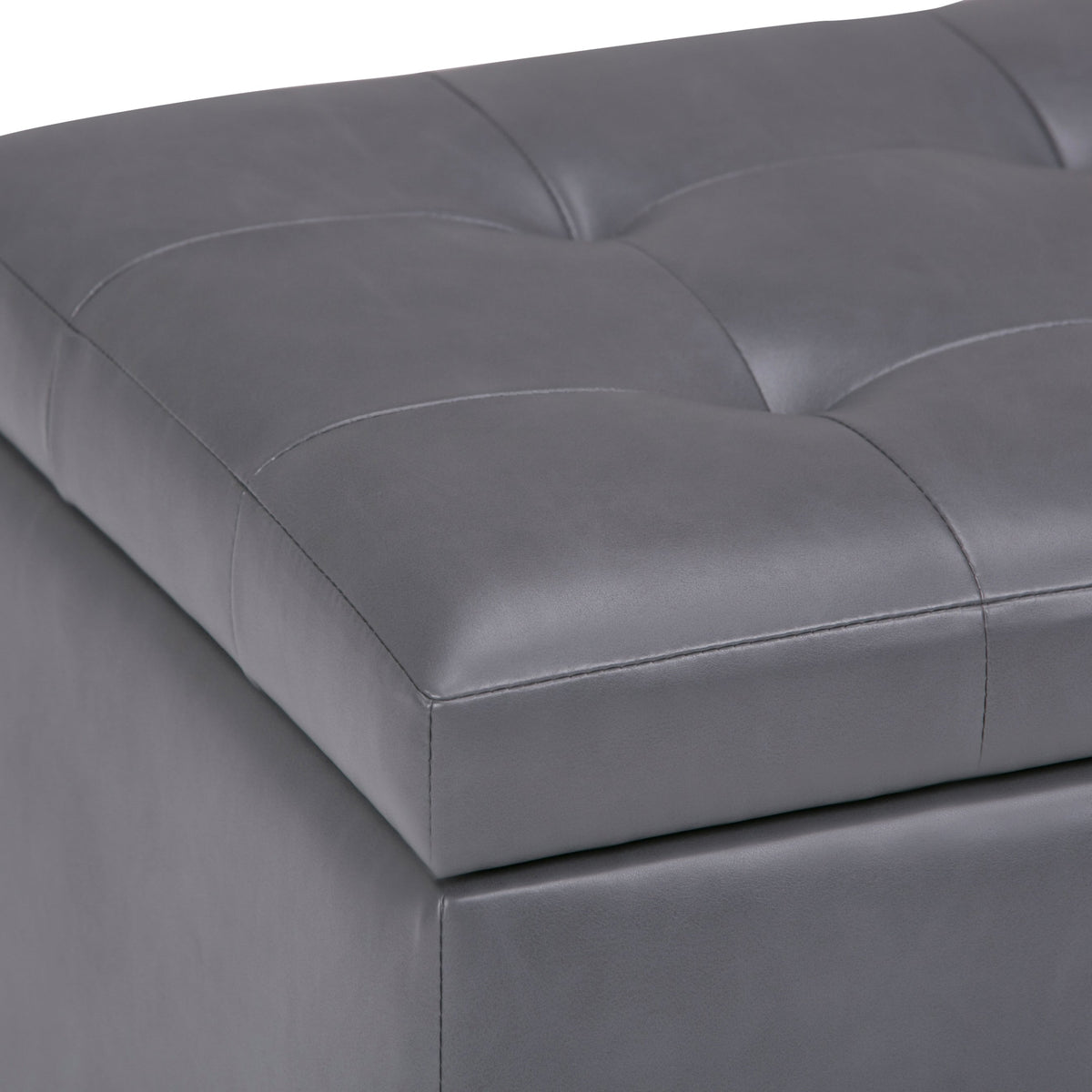 Cosmopolitan 34 Inch Wide Storage Ottoman in Stone