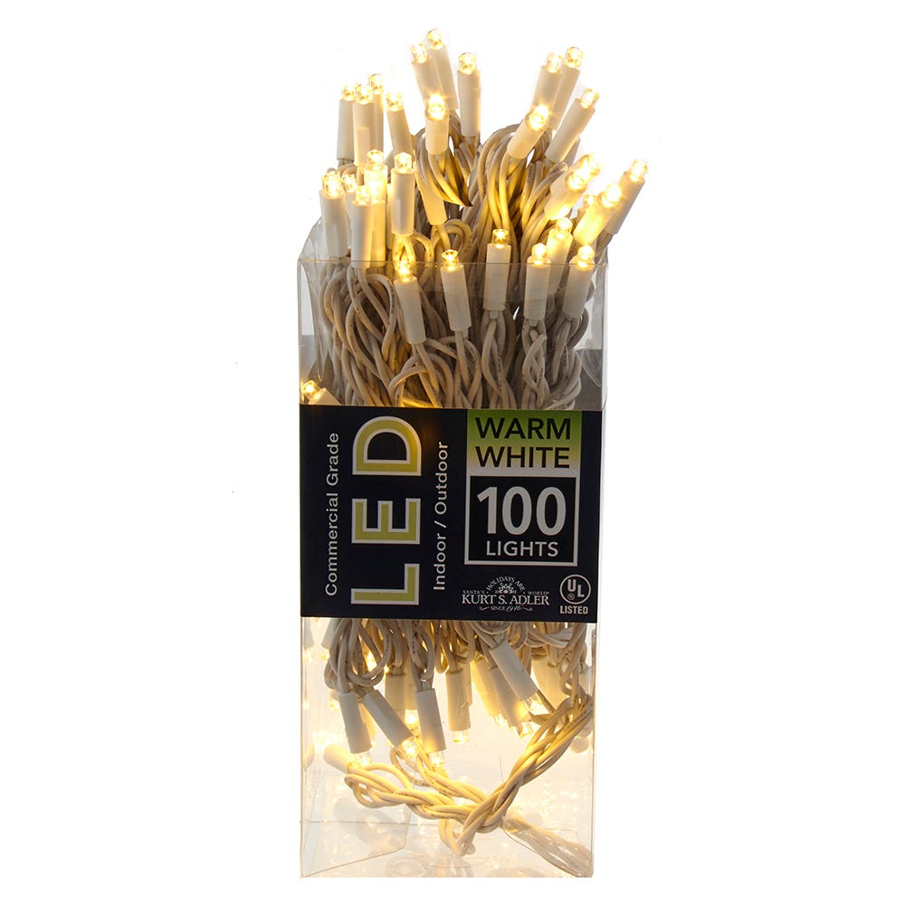 100-Light 5MM Warm White LED White Wire Light Set