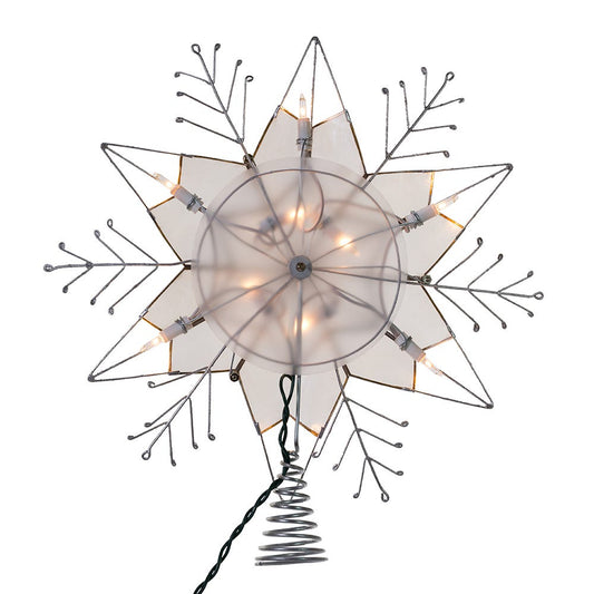 Capiz Silver Snowflake Star Treetop - 10-Light - 14 Inch