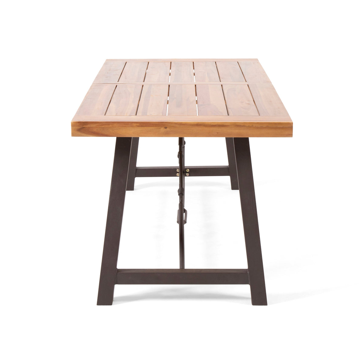 Outdoor Acacia Wood Metal Base Dining Table - Teak
