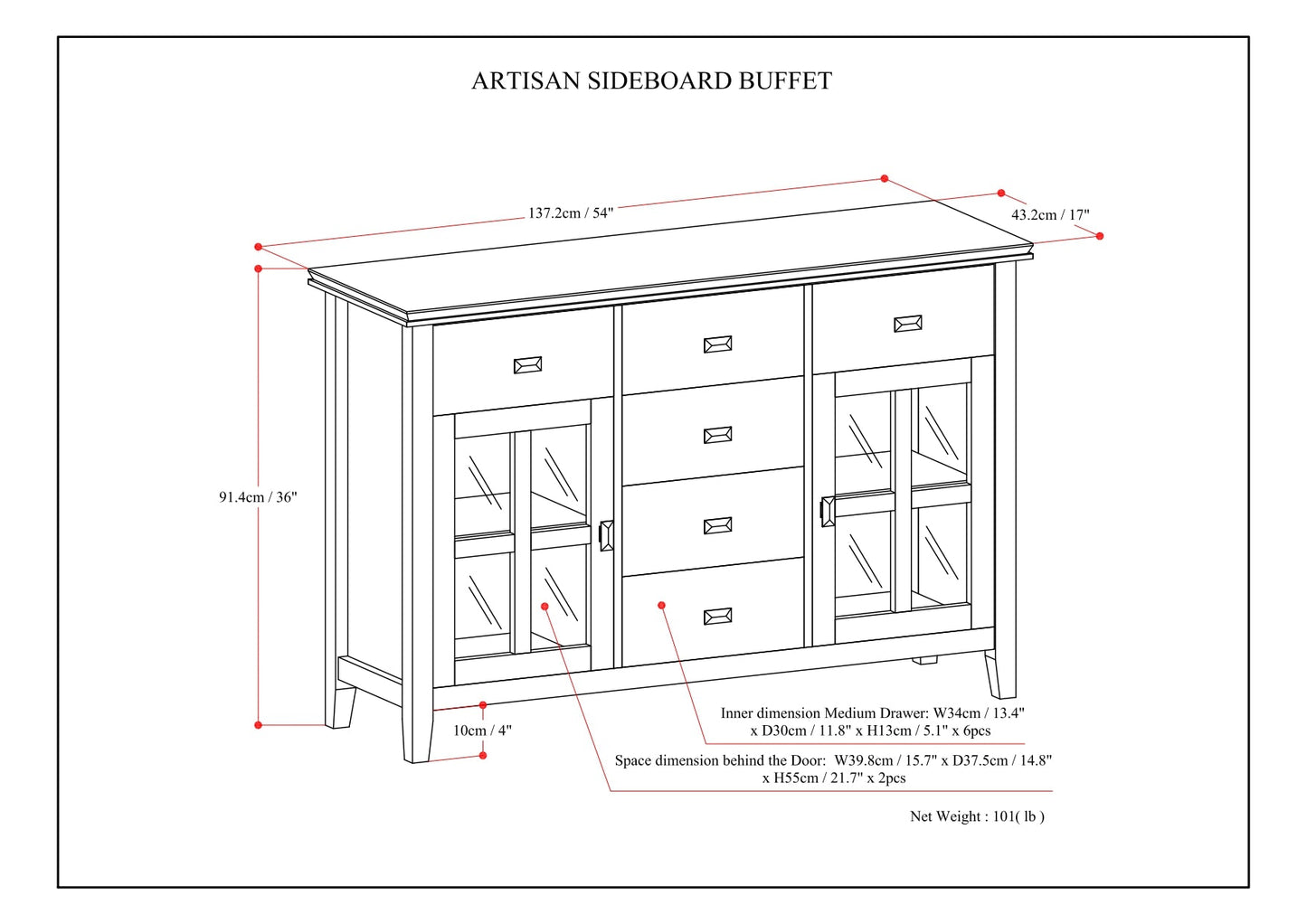 Artisan Solid Wood Sideboard Buffet
