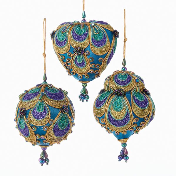 Aqua Paisley Ornament - Onion