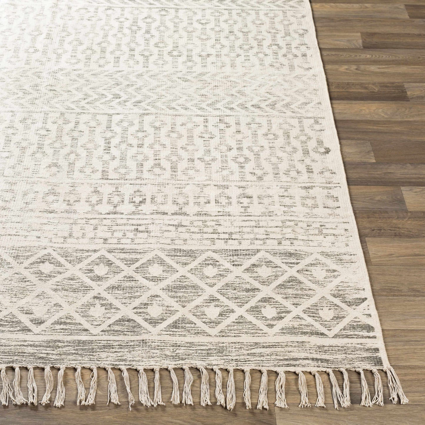 Valyermo Beige Hand Woven Cotton Rug