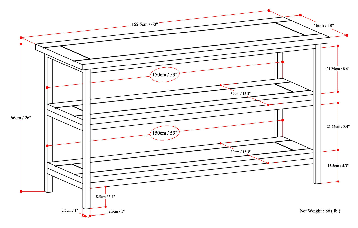 Skyler 60 Inch Wide Solid Mango Wood TV Stand in Dark