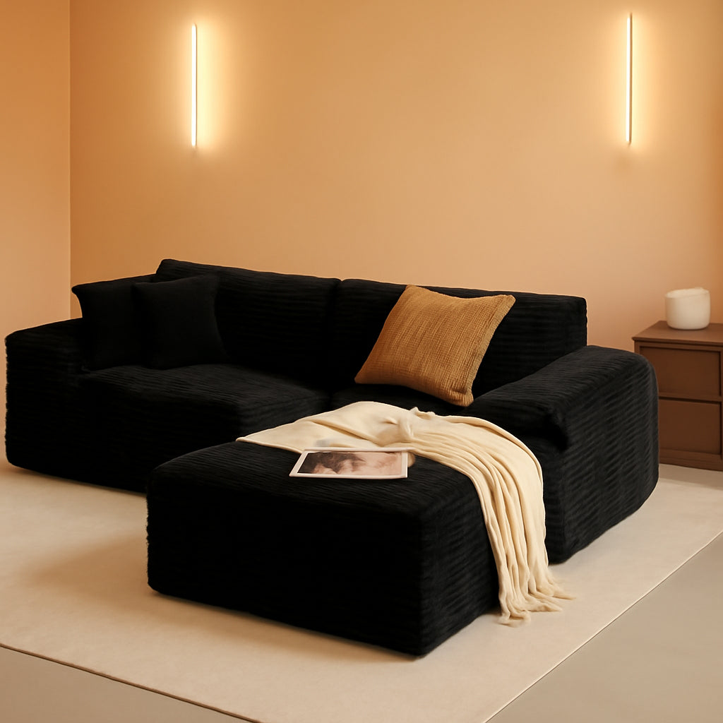 Versatile L-Shape Corduroy Sectional Couch for Comfort