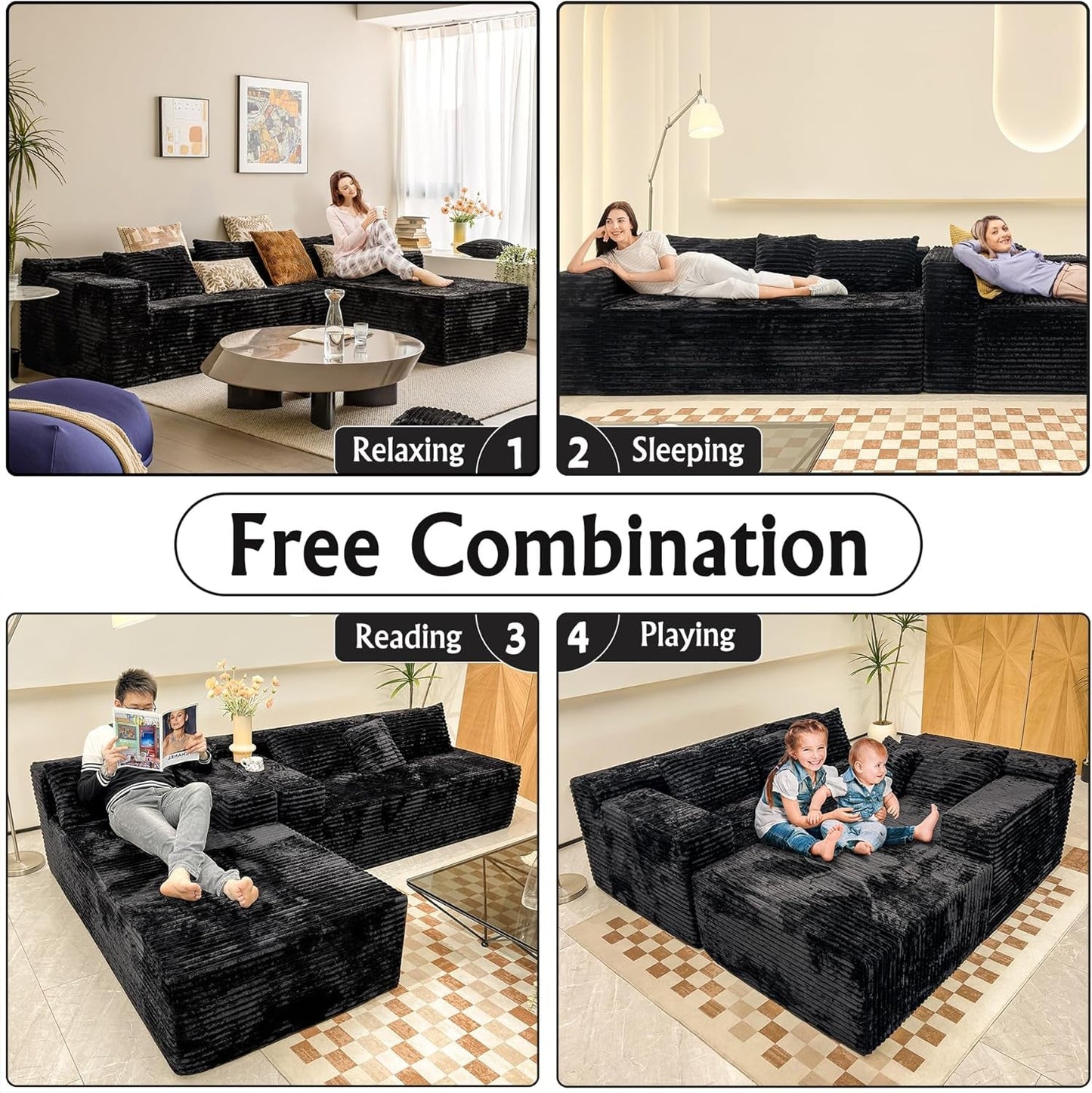 Versatile L-Shape Corduroy Sectional Couch for Comfort