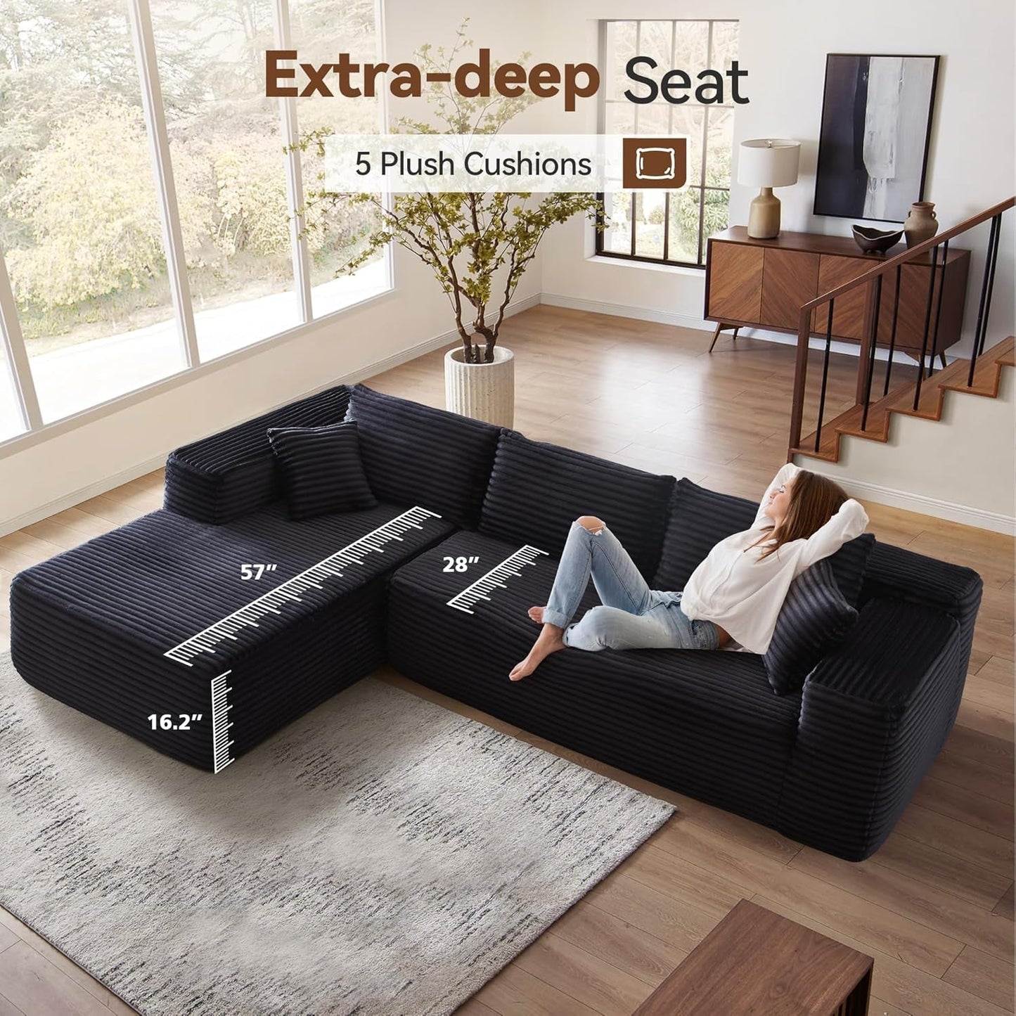 Versatile L Shaped Modular Couch for Living Room