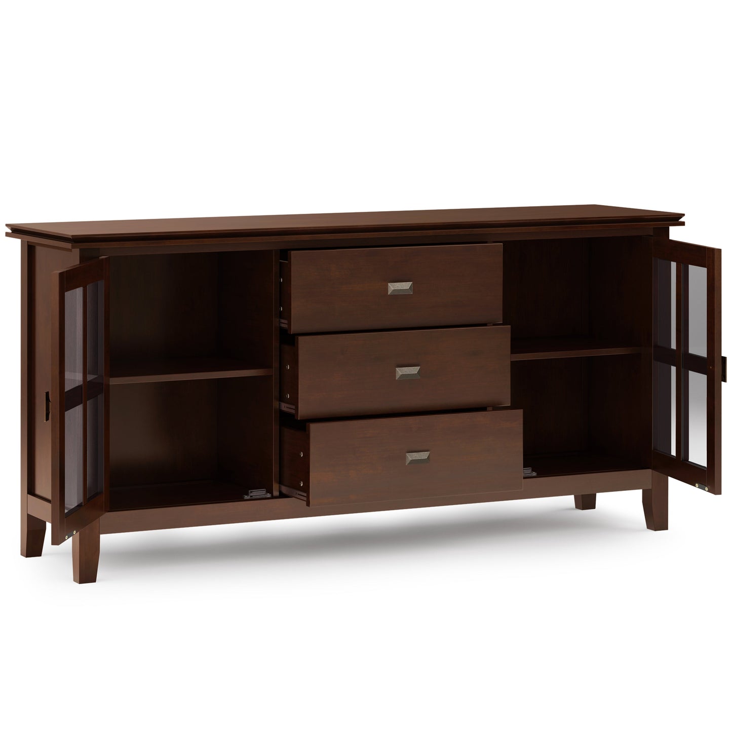 Artisan 60 Inch Wide Solid Wood Large Sideboard Buffet in Russet