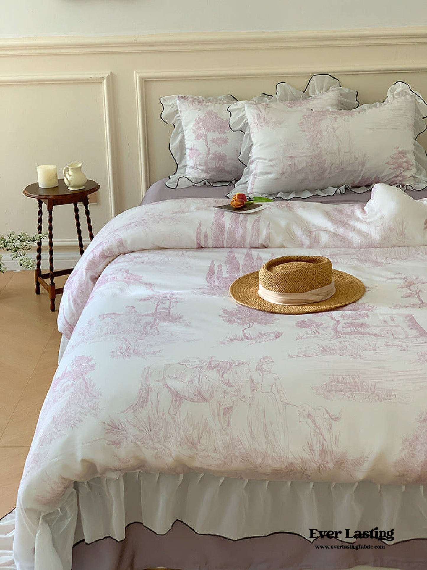 Victorian Inspired Soft Lace Ruffle Bedding Set / Blue