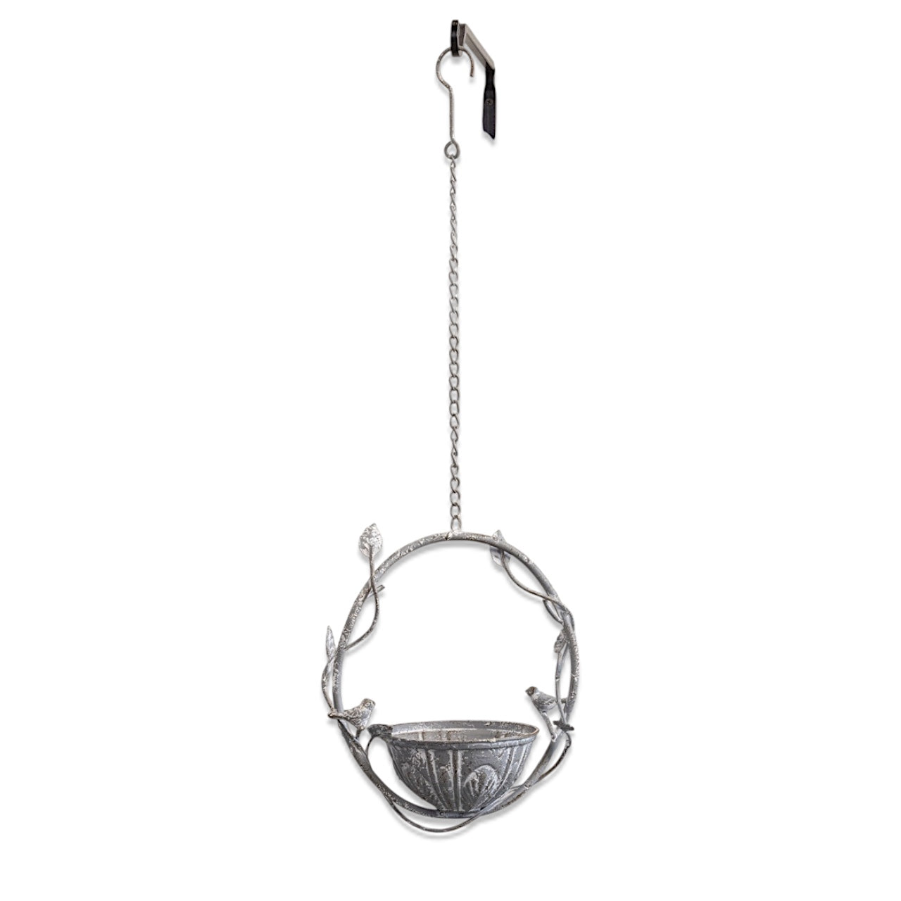 Vine Hanging Metal Bird Feeder with Bowl