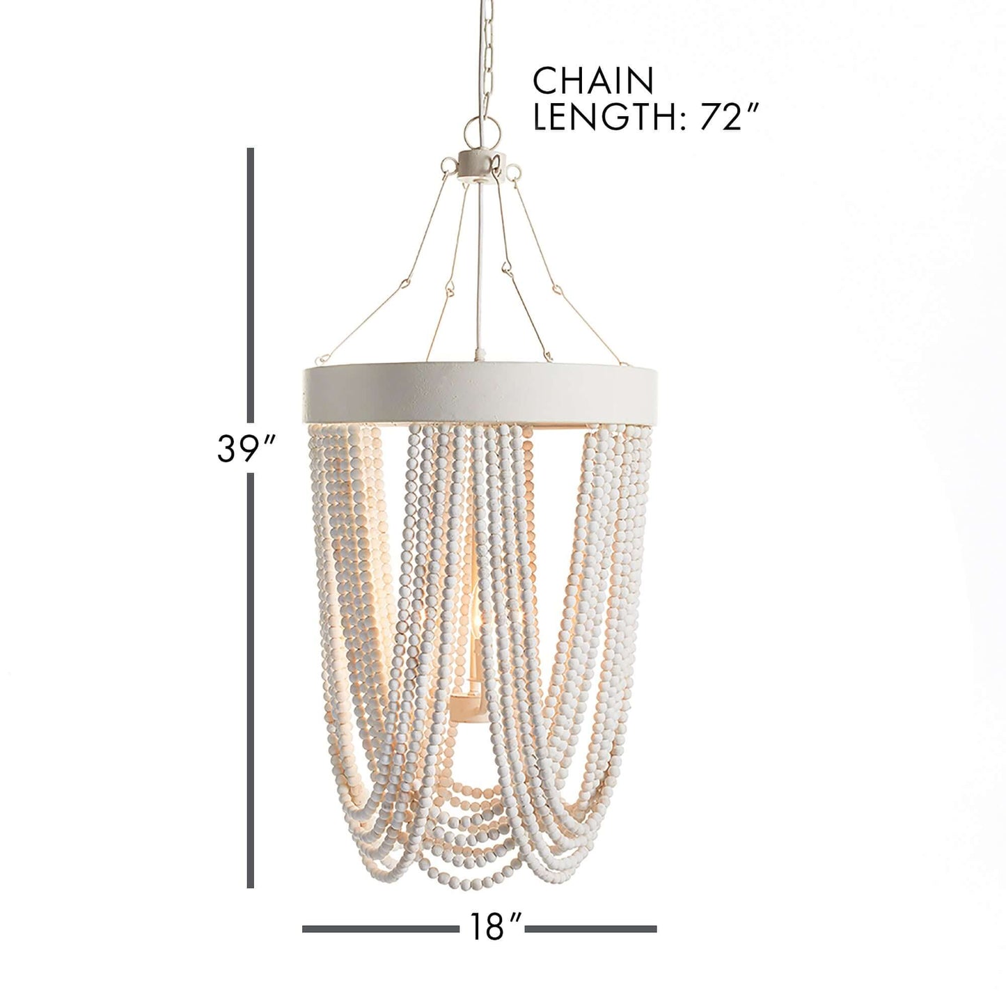 Vintage Beaded Chandelier with Whitewashed Wood Beads