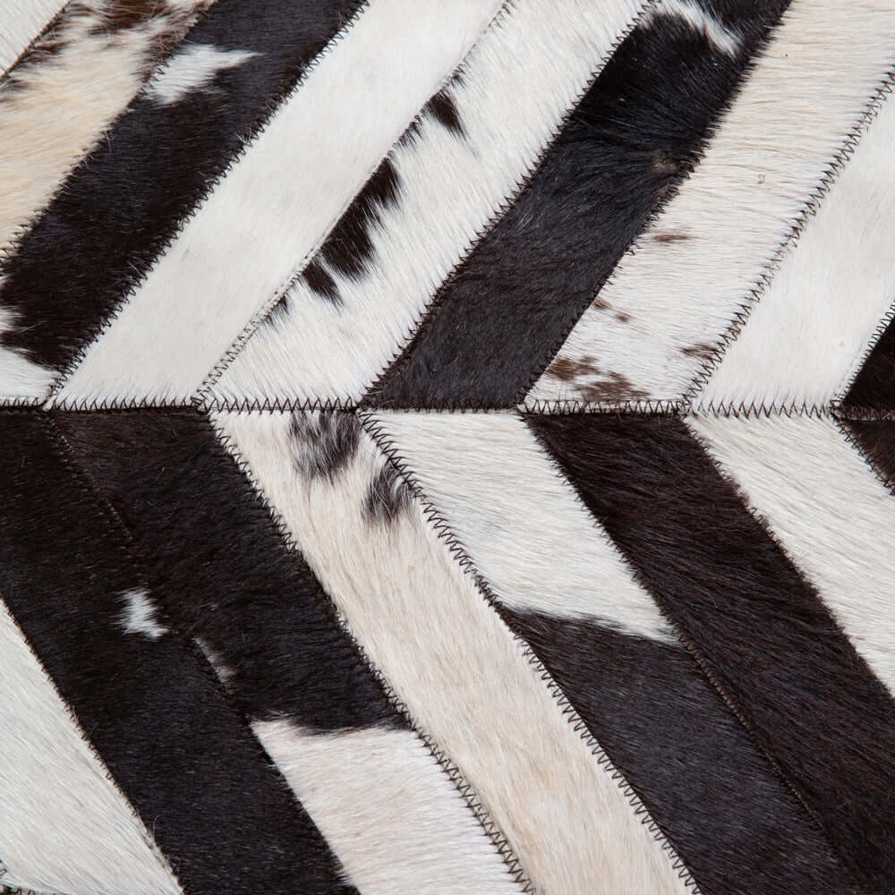 Vintage Cowhide Patchwork Ottoman Pouf