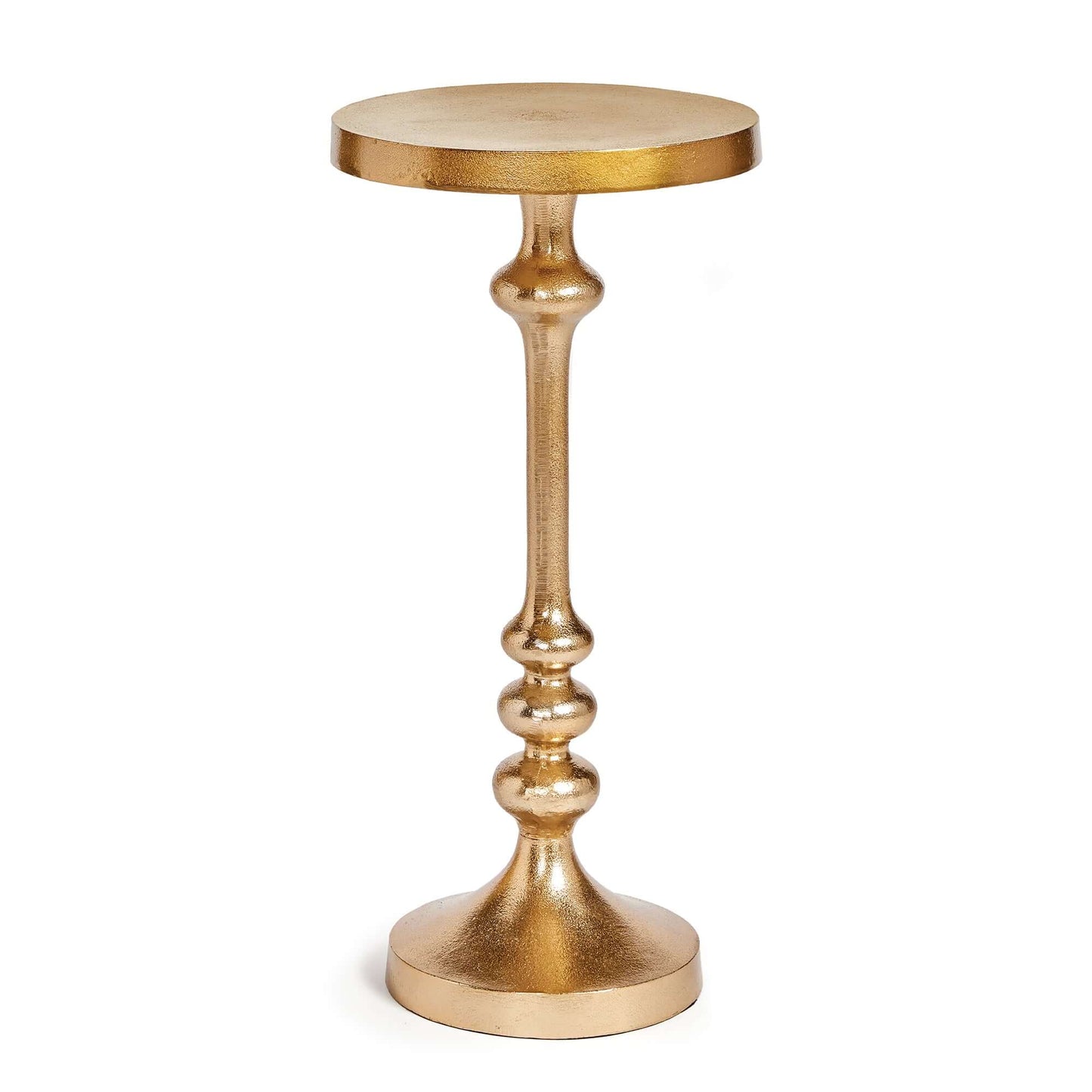 Vintage Gold Accent Table with Pedestal Base