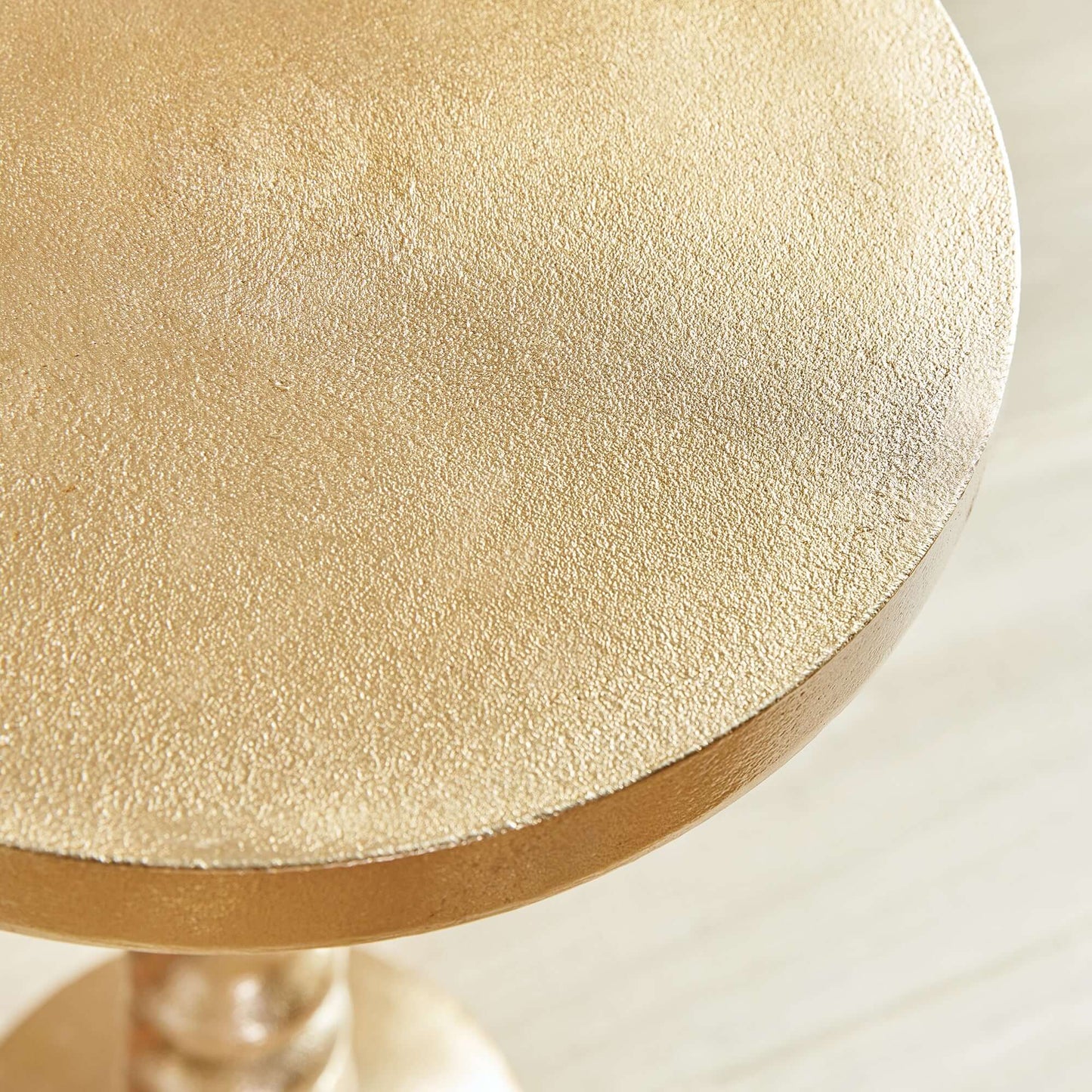 Vintage Gold Accent Table with Pedestal Base