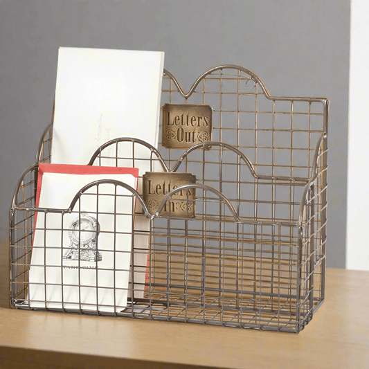 Vintage Mail Organizer in Aged Nickel