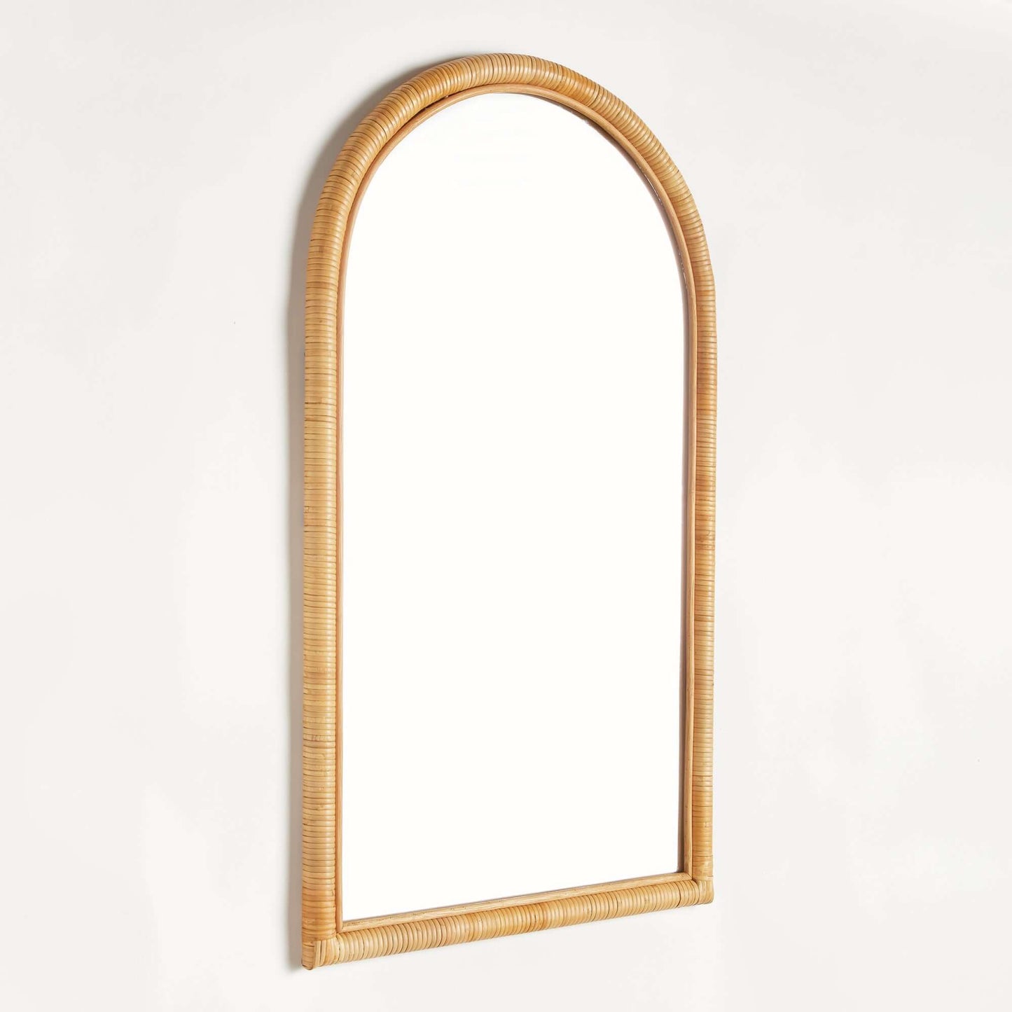 Vintage Rattan Framed Arch Wall Mirror for Coastal Homes