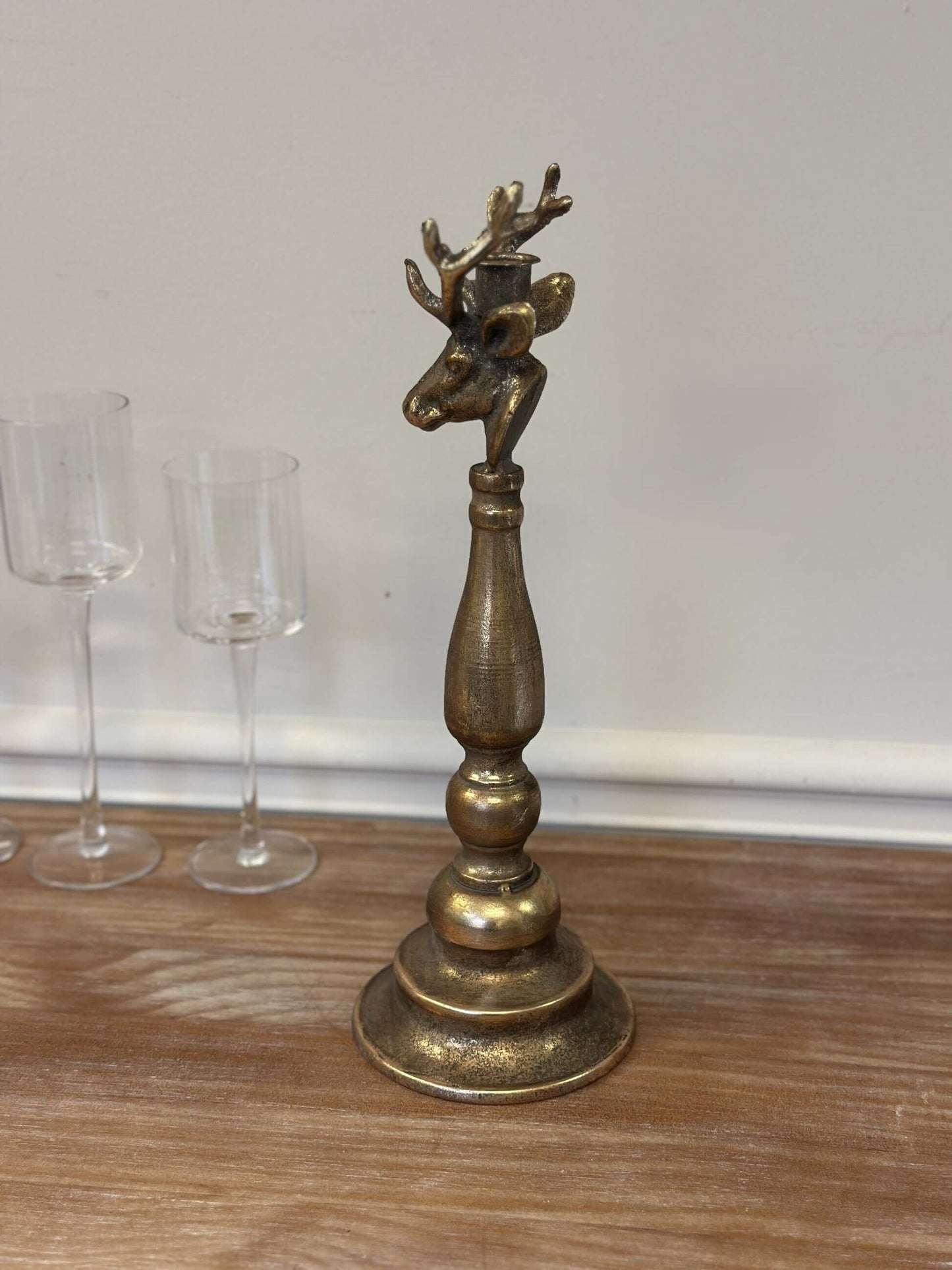 Vintage Brass Deer Head Candle Holders