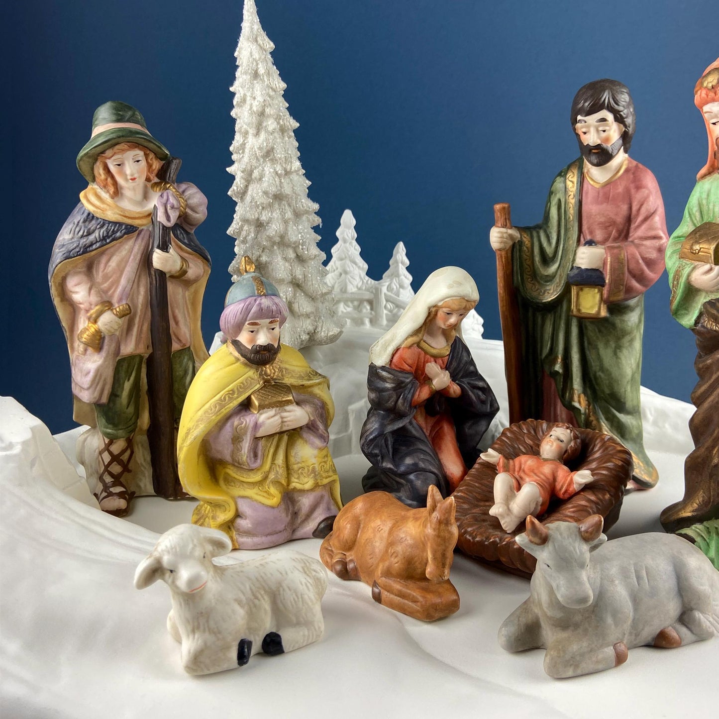 Porcelain Nativity Set. Christmas Fantasy Ltd Nativity Set. 9" Figurines. Seasonal Christmas Display. Beautifully Detailed.