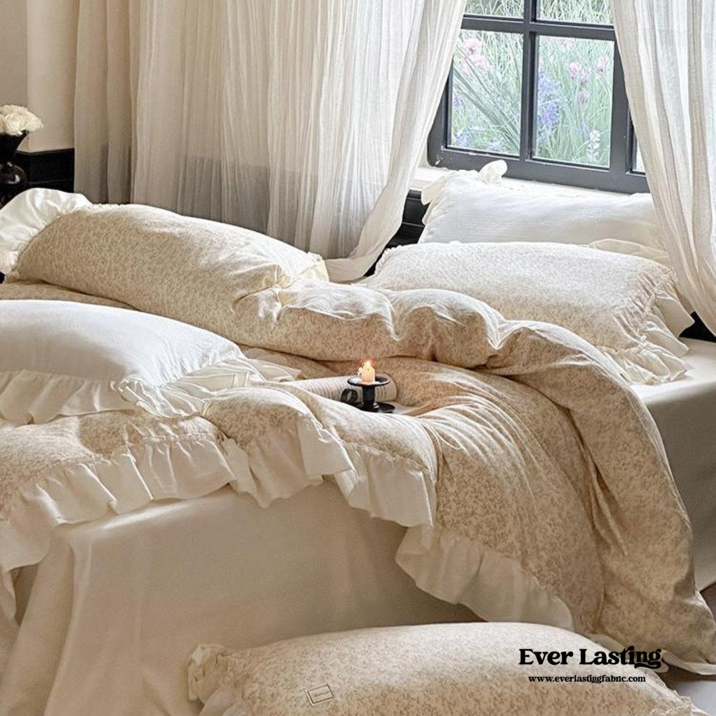 Vivienne Floral Double Gauze Bedding Set / Blue Ocean