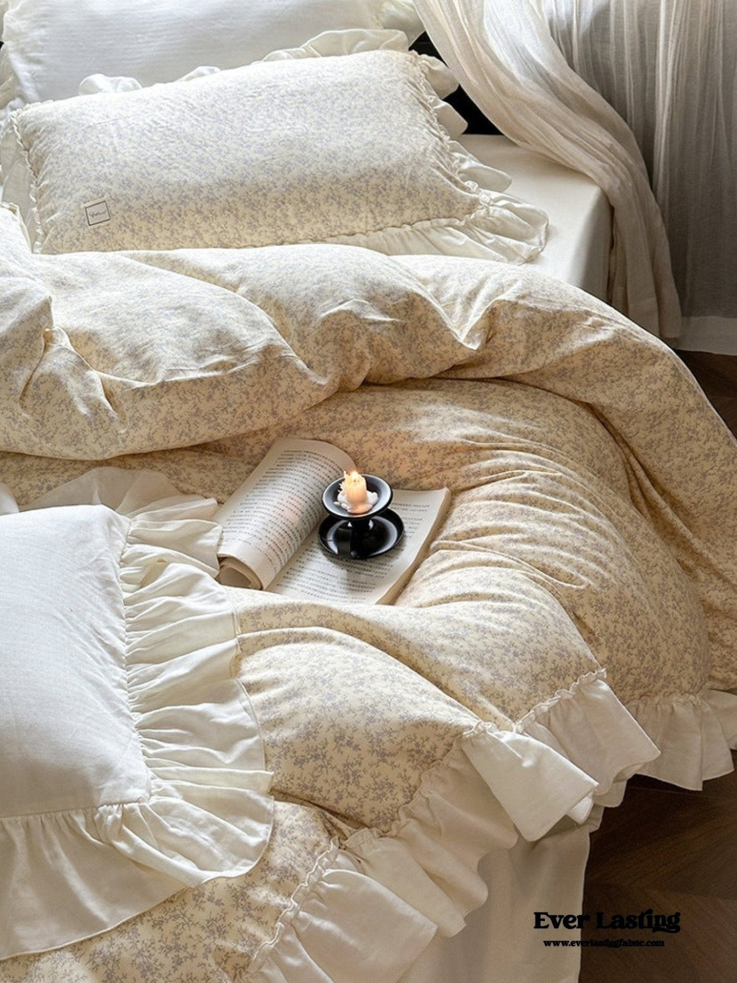 Vivienne Floral Double Gauze Bedding Set / Blue Ocean